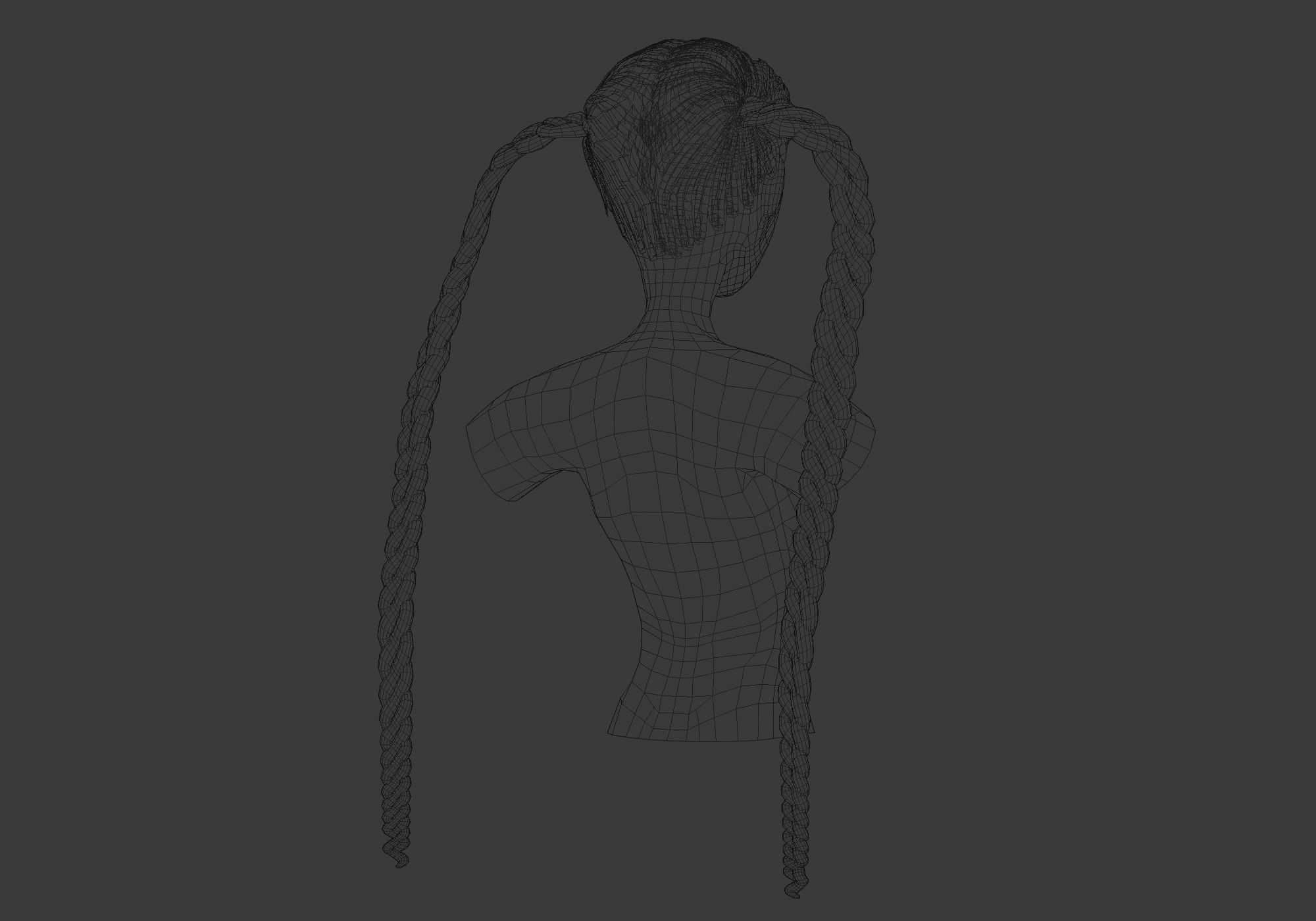 Black Braids Hairstyle 3D model_8