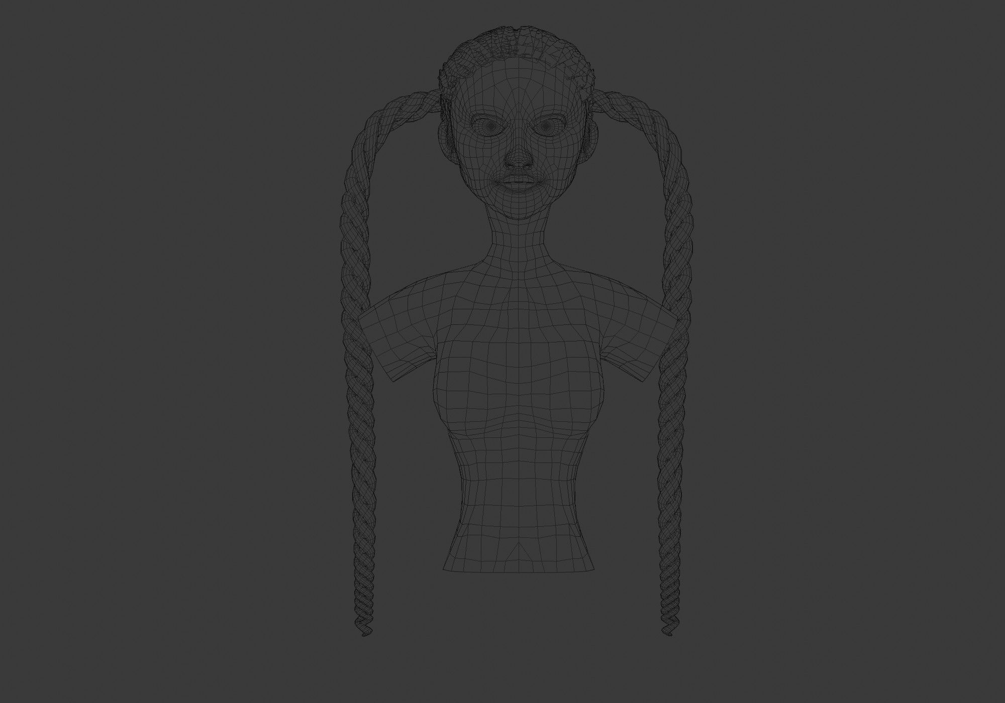 Black Braids Hairstyle 3D model_5