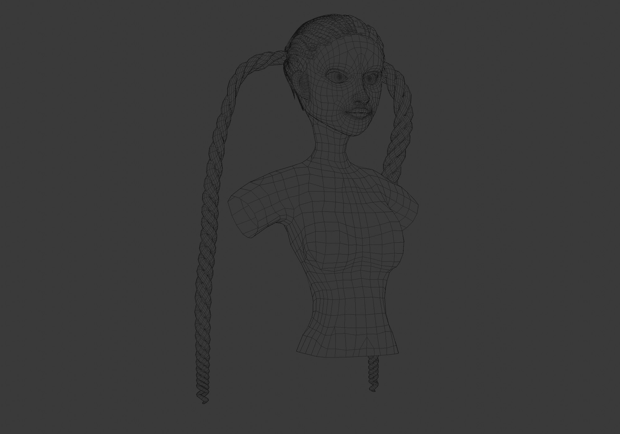 Black Braids Hairstyle 3D model_6