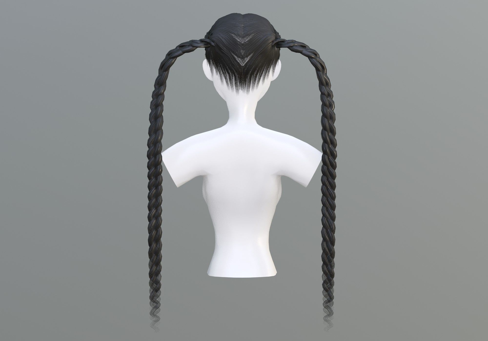 Black Braids Hairstyle 3D model_4