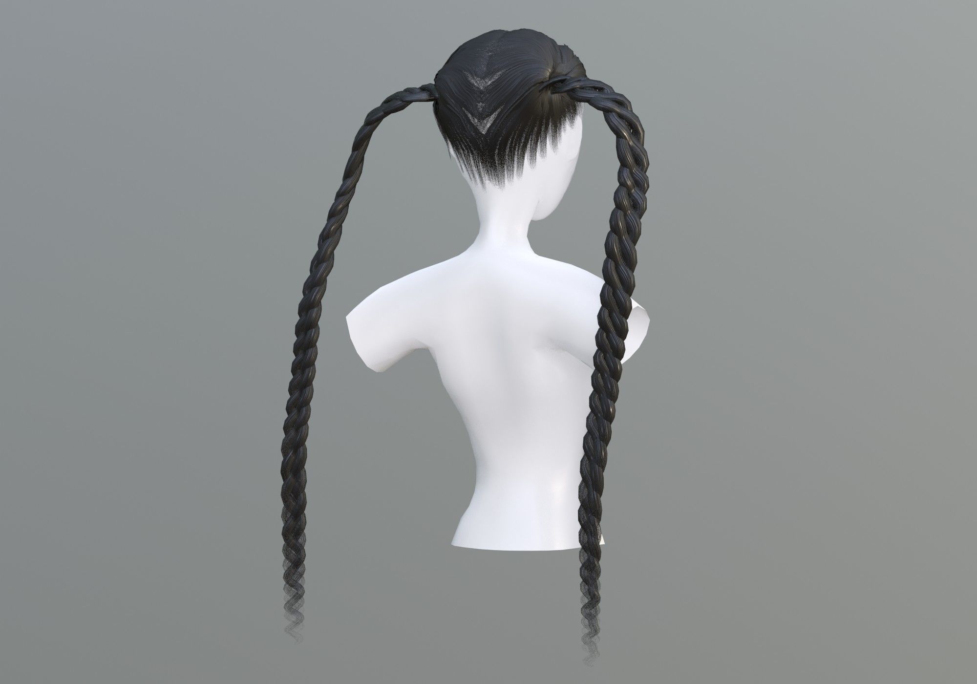 Black Braids Hairstyle 3D model_3