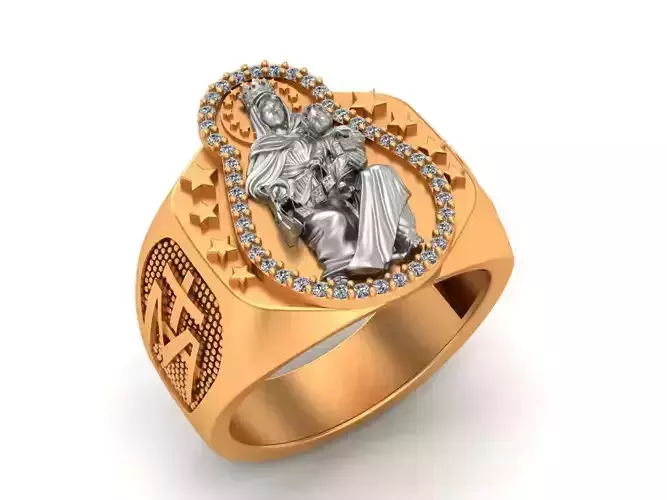Anillo virgen del carmen-virgin ring 3D print model