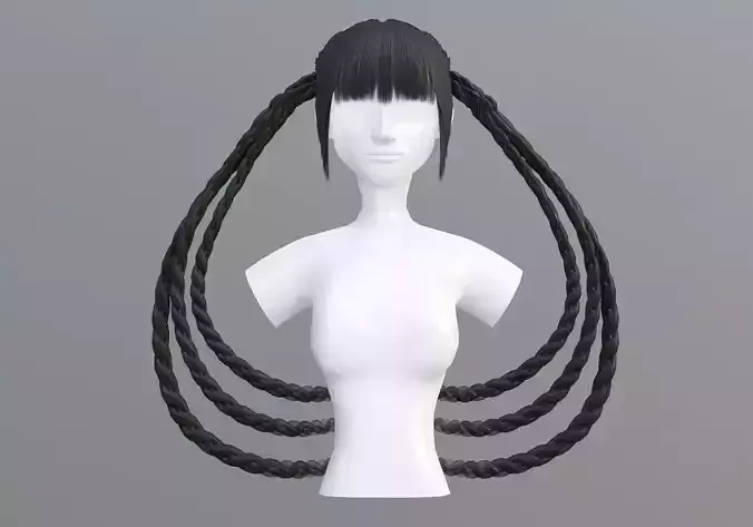 Bangs Pigtails Hairstyle 