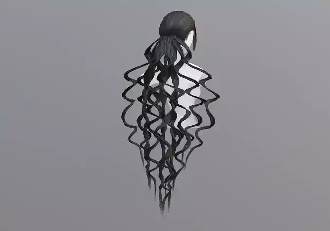 Bangs Pigtail Hair  3D model