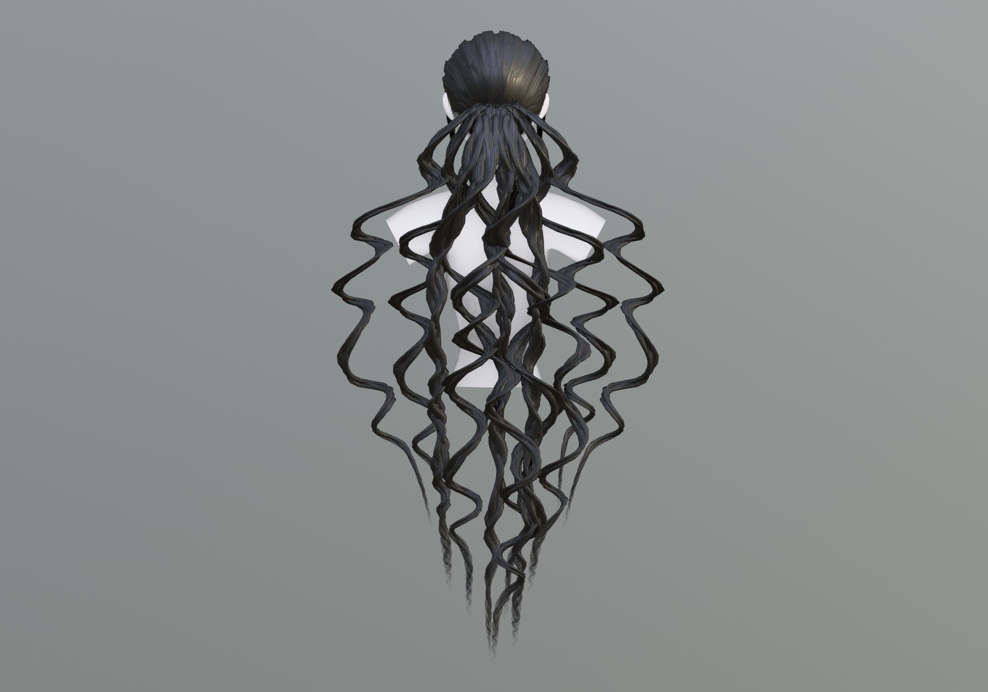 Bangs Pigtail Hair 3D model_4