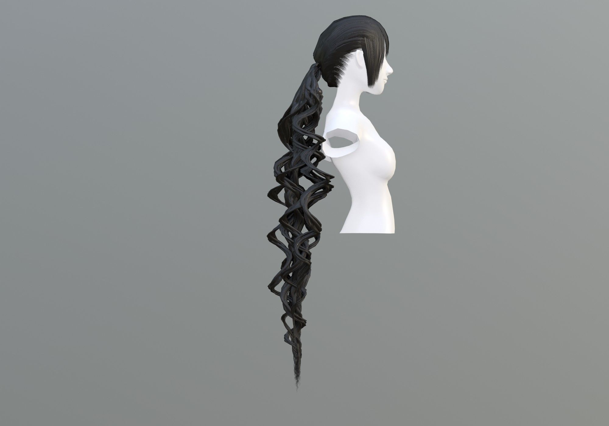 Bangs Pigtail Hair 3D model_3