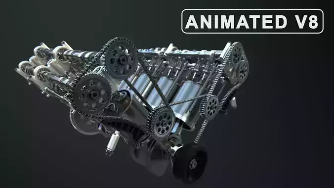 V8 Engine Working Animated 3D model