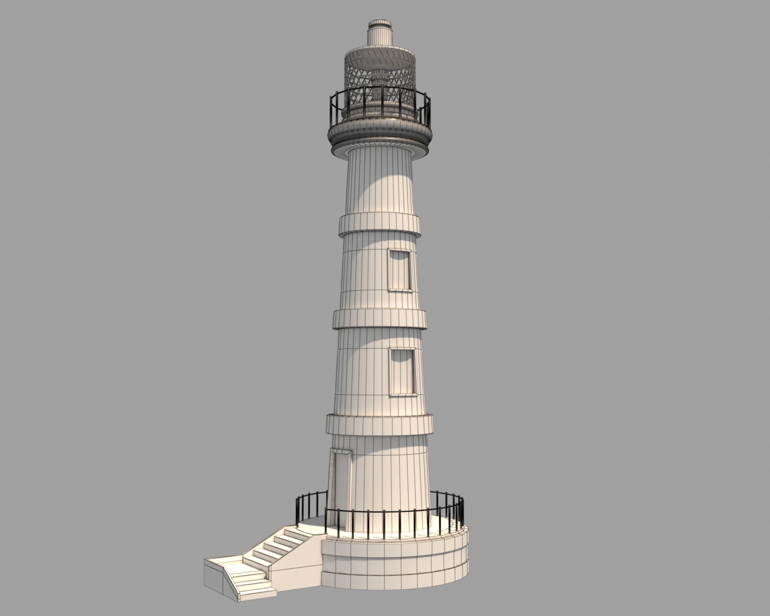 Lighthouse - Red White Design Low-poly 3D model_6