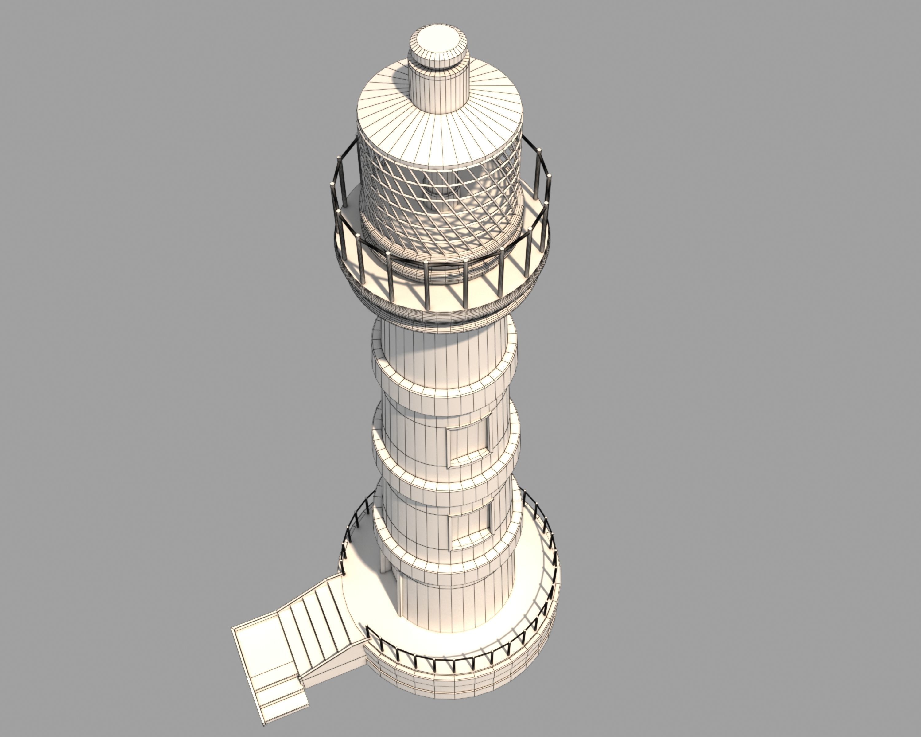 Lighthouse - Red White Design Low-poly 3D model_7