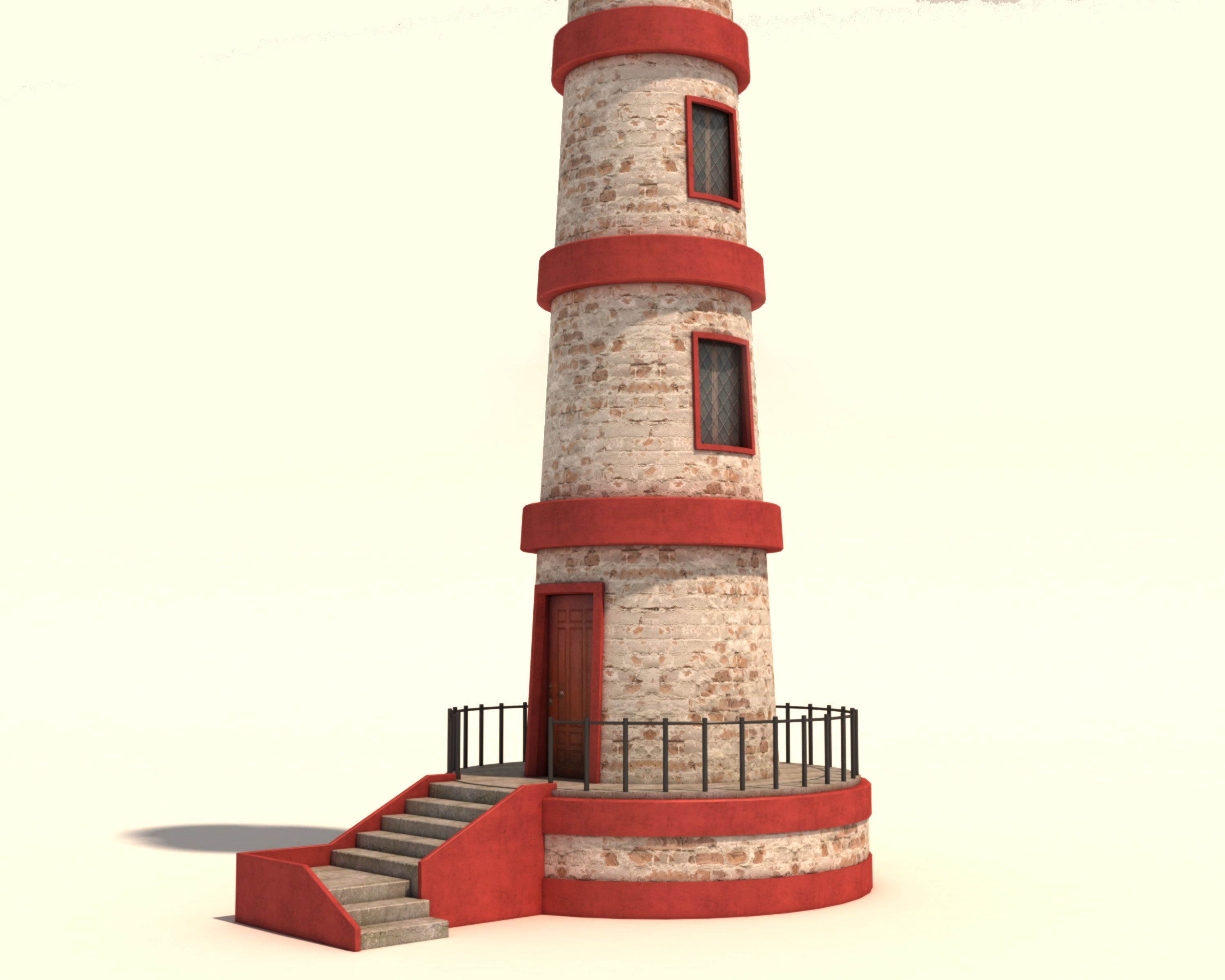 Lighthouse - Red White Design Low-poly 3D model_2