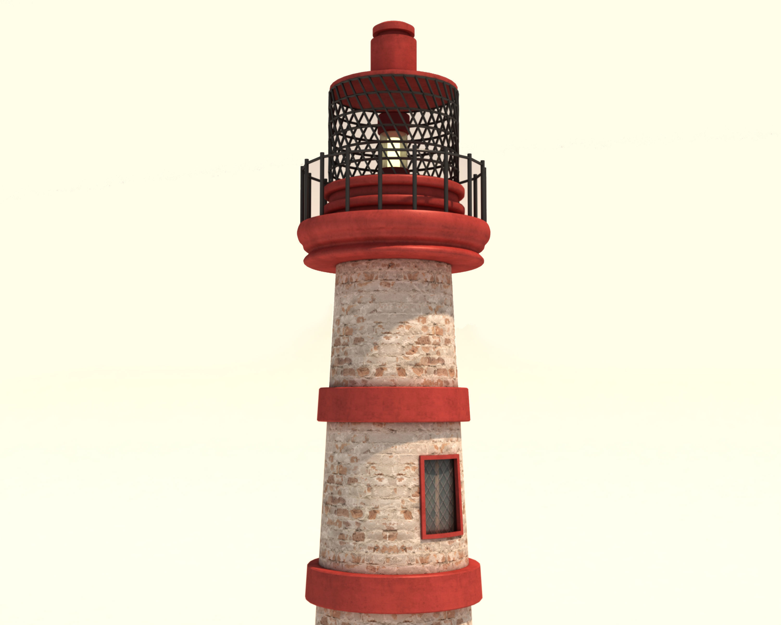 Lighthouse - Red White Design Low-poly 3D model_3