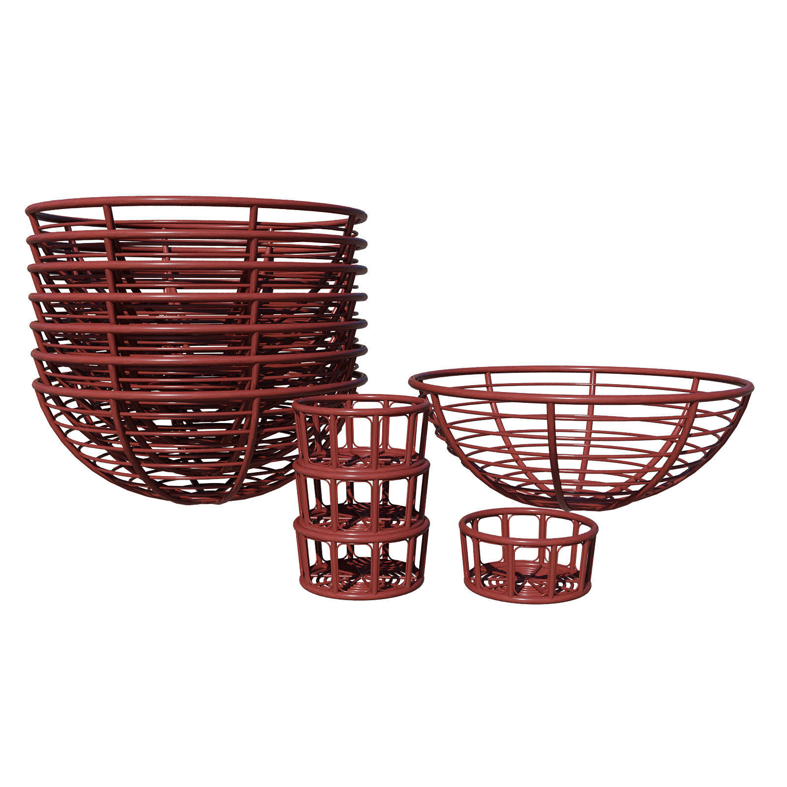 Wood basket 3D model_6