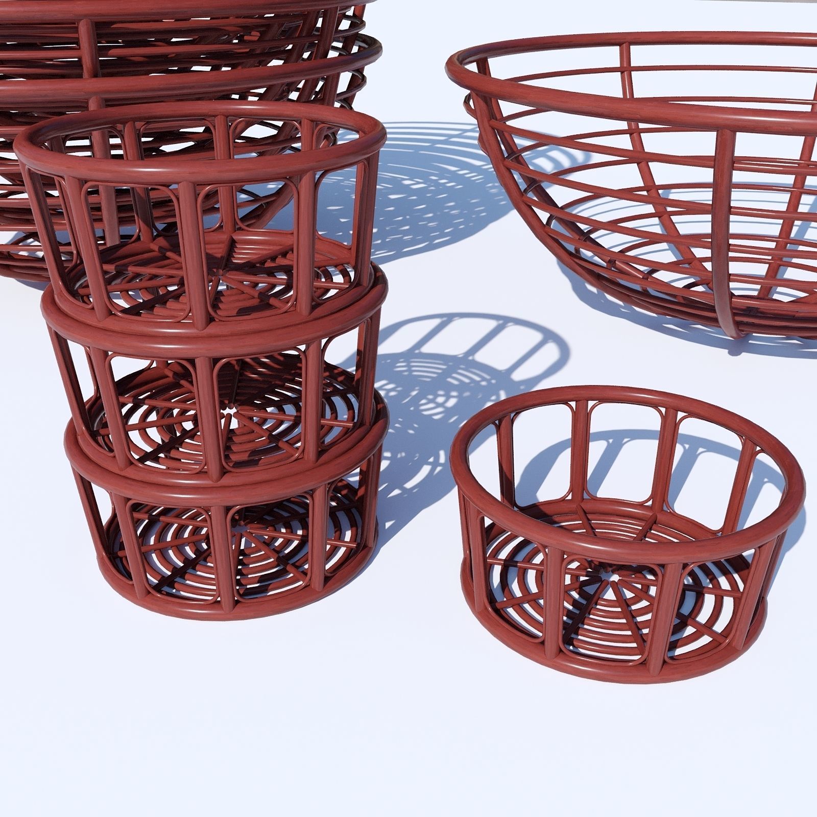 Wood basket 3D model_2