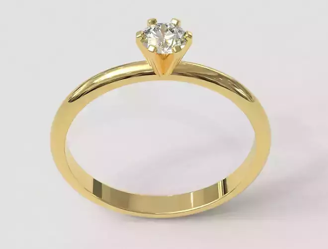 6 Prongs Solitaire Ring - 4mm Stone 3D print model