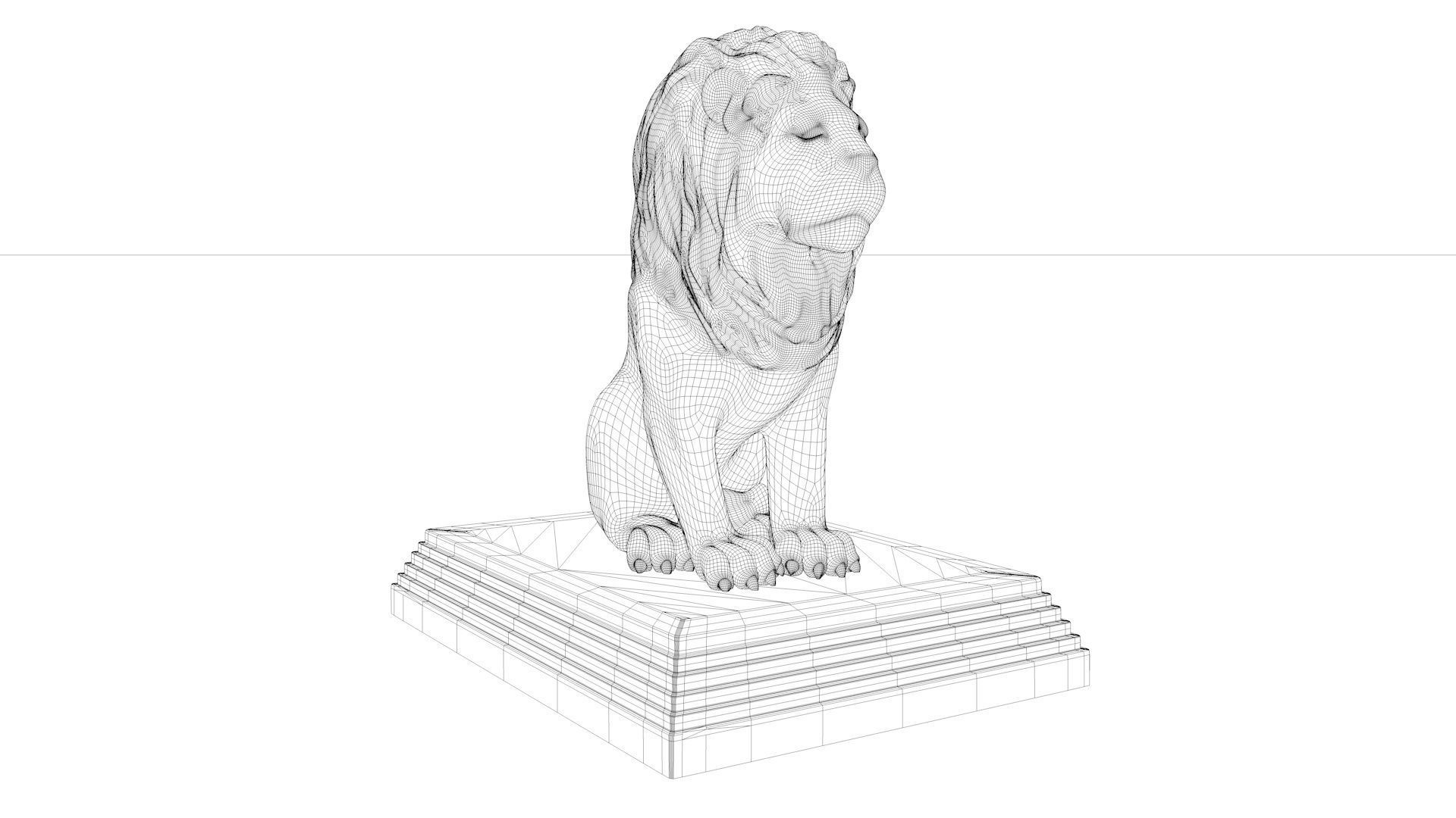 statue Lion 3D model_7