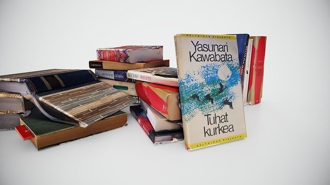 4 Scanned Stacks of Books Free low-poly 3D model