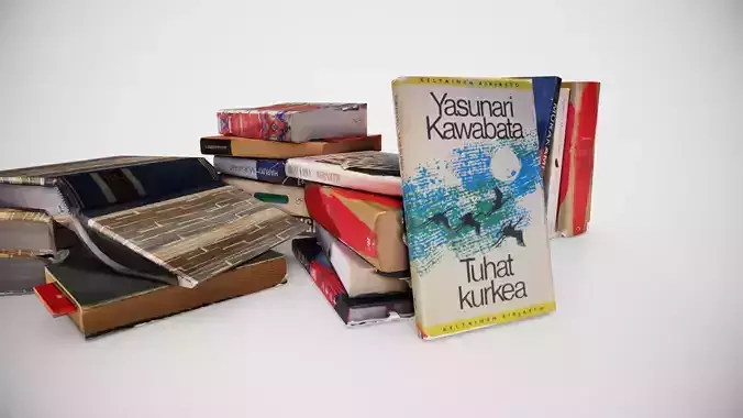 4 Scanned Stacks of Books Free low-poly 3D model