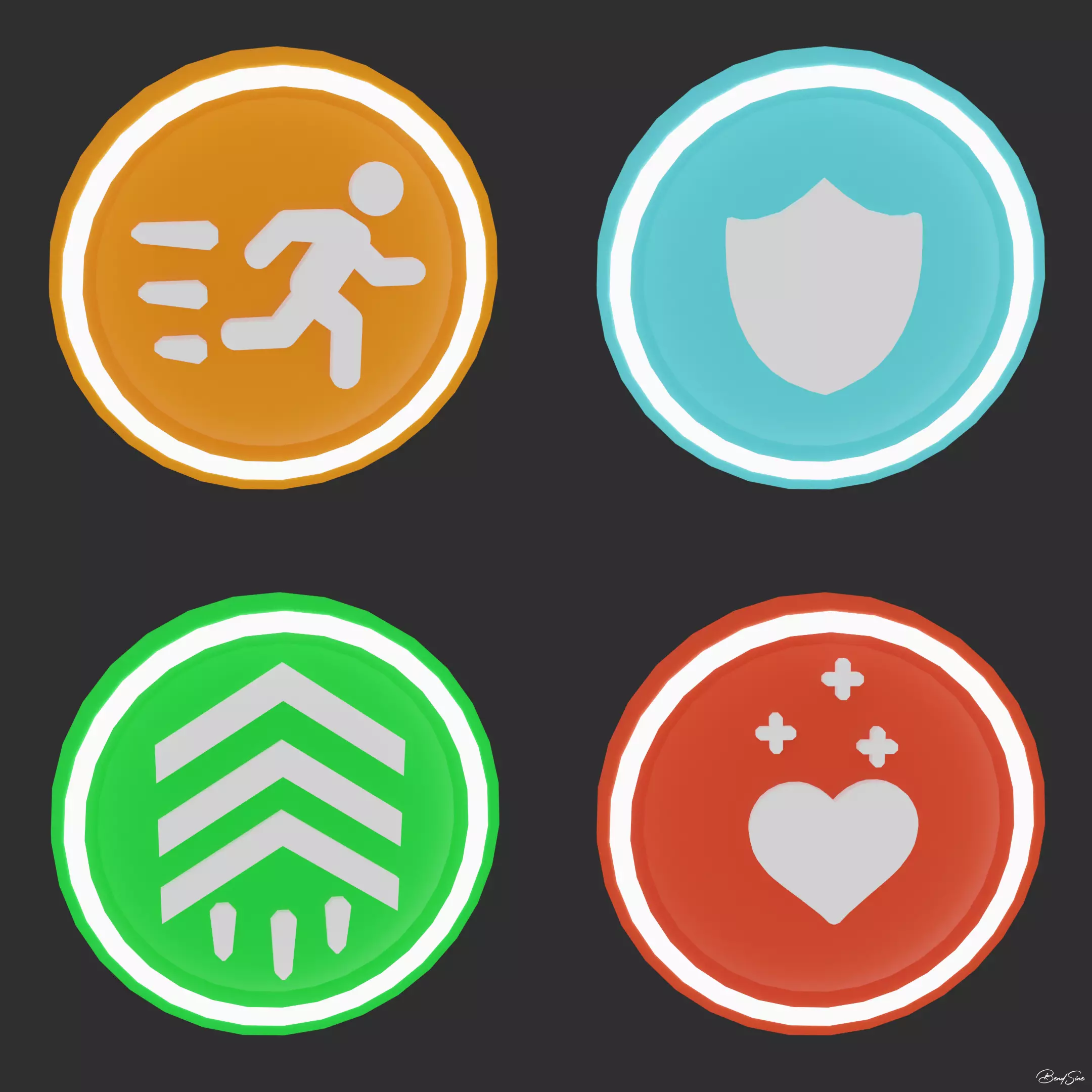 PowerUps person running in orange circle Low-poly 3D model_0