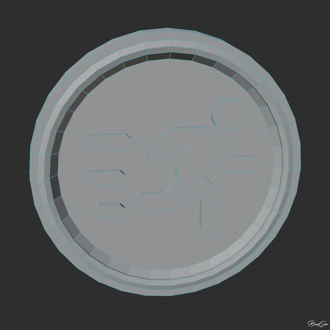 PowerUps person running in orange circle Low-poly 3D model_4