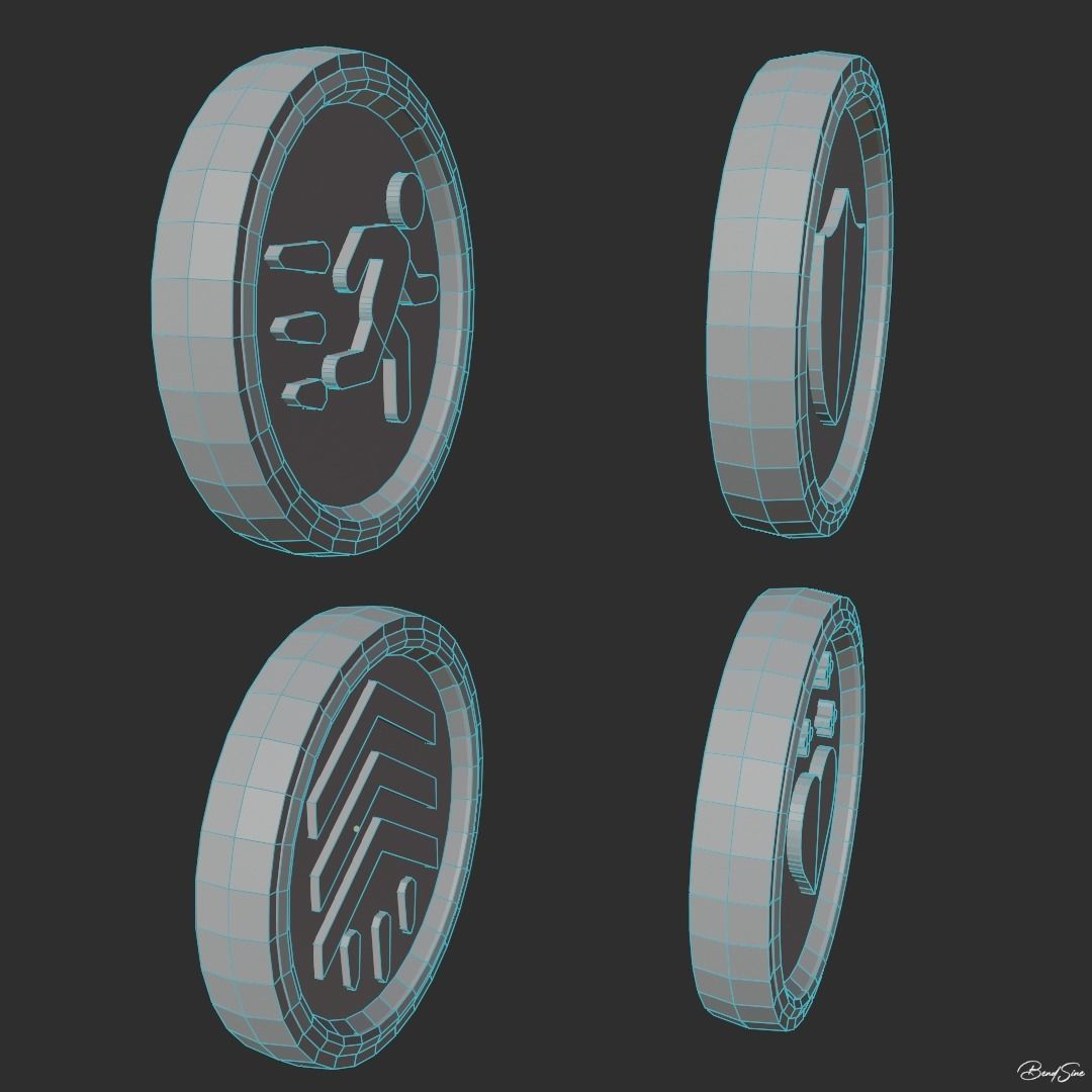 PowerUps person running in orange circle Low-poly 3D model_2