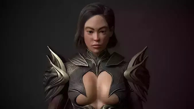 Girl Warrior Knight Low-poly 3D model
