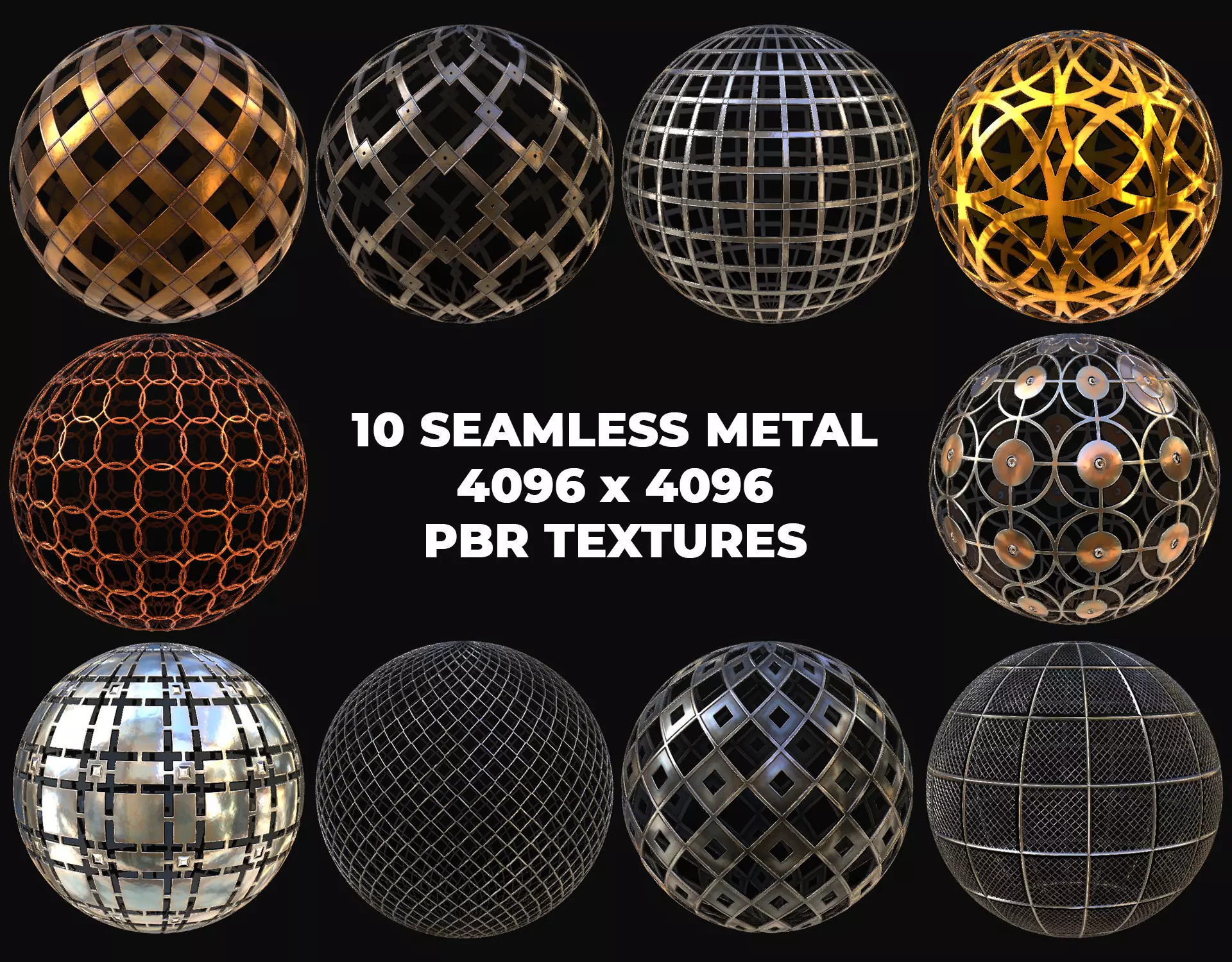 10 Seamless Metal Grids and Grates PBR Materials - Set 3 Texture_0