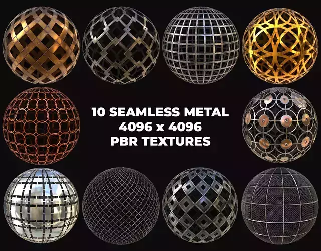 10 Seamless Metal Grids and Grates PBR Materials - Set 3 Texture