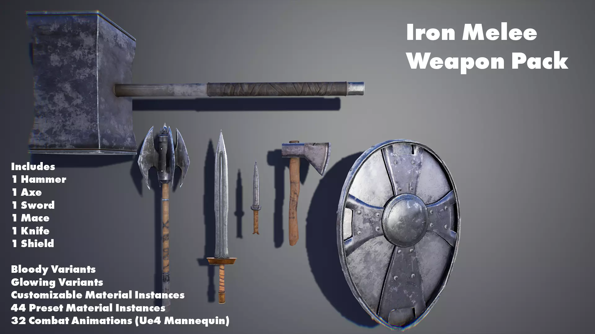Iron Weapon Melee Pack Low-poly 3D model