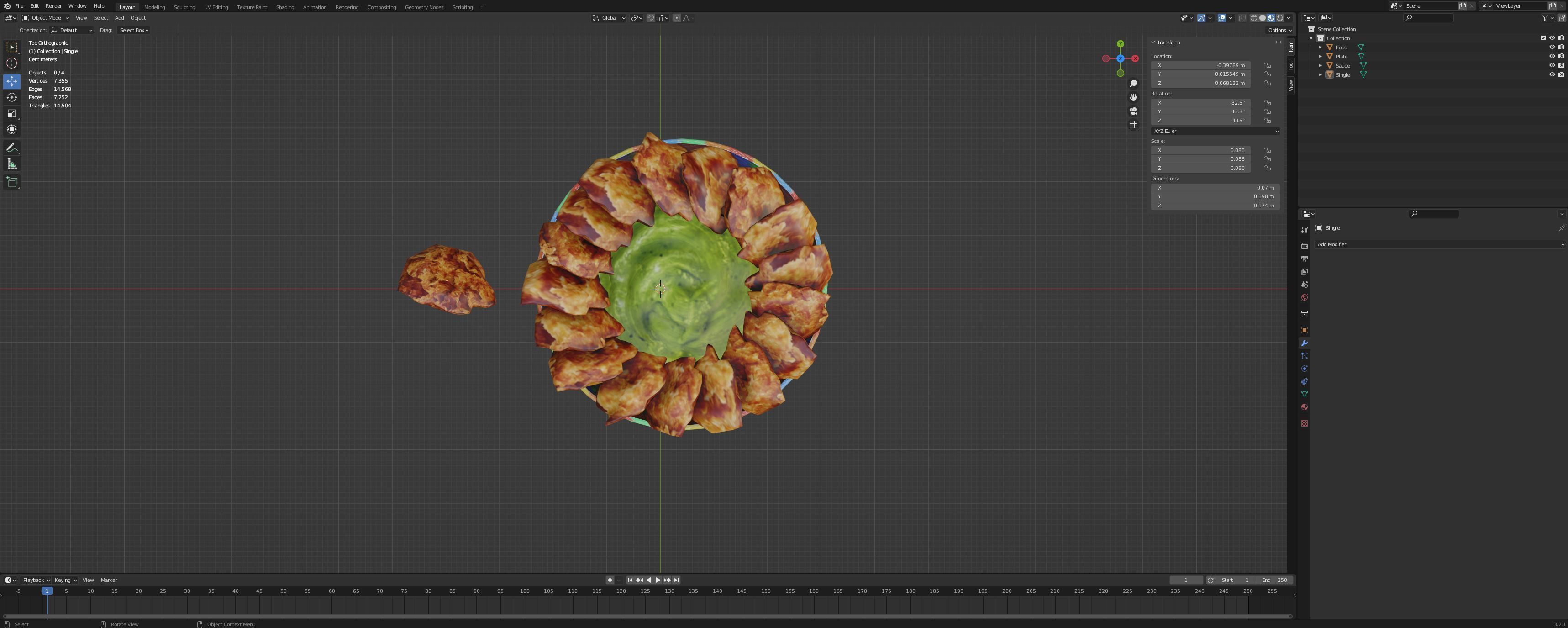 Chicken Fritters with Guacamole Low-poly 3D model_2