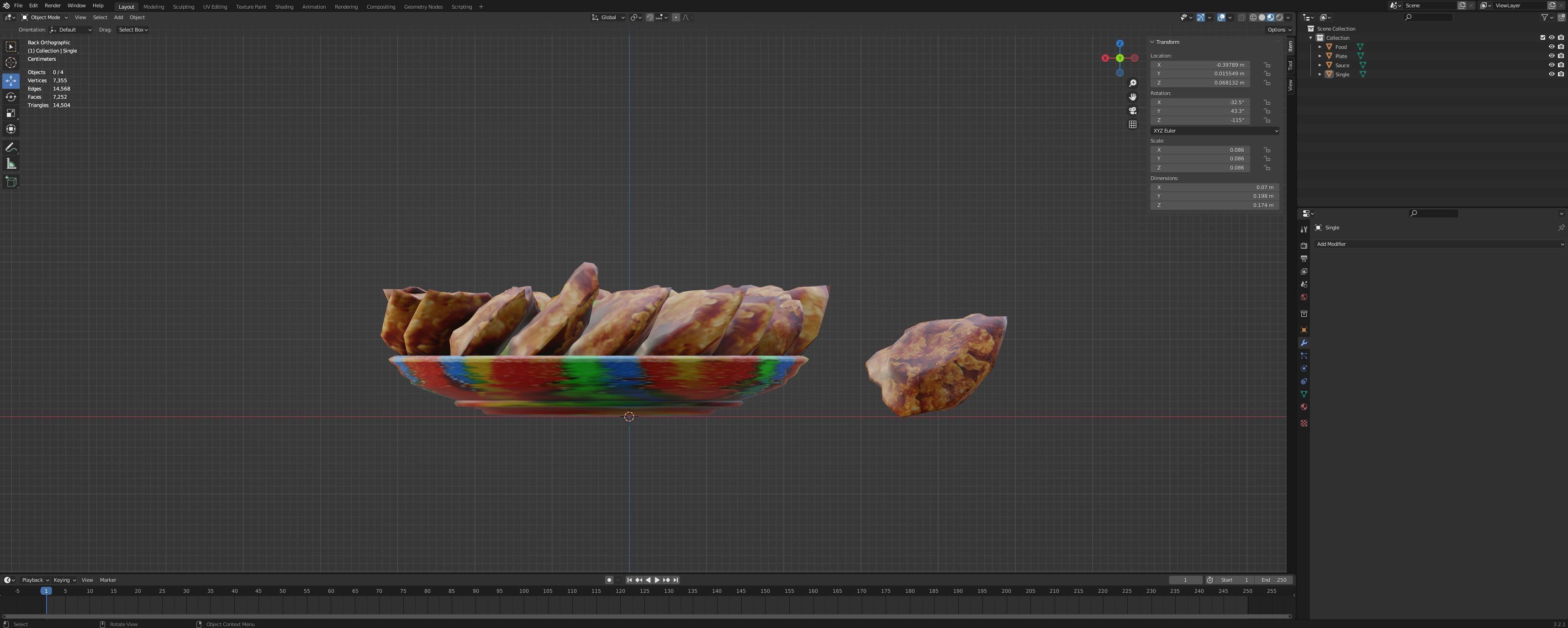 Chicken Fritters with Guacamole Low-poly 3D model_1