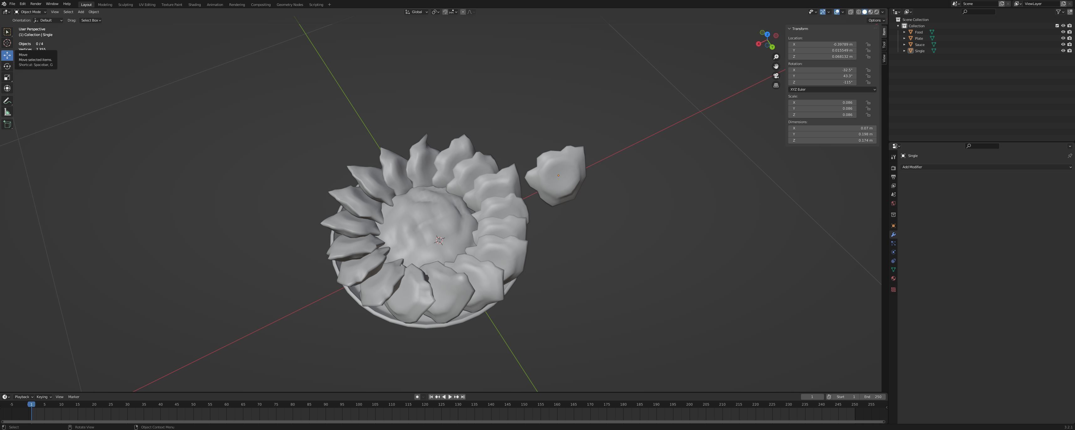 Chicken Fritters with Guacamole Low-poly 3D model_4