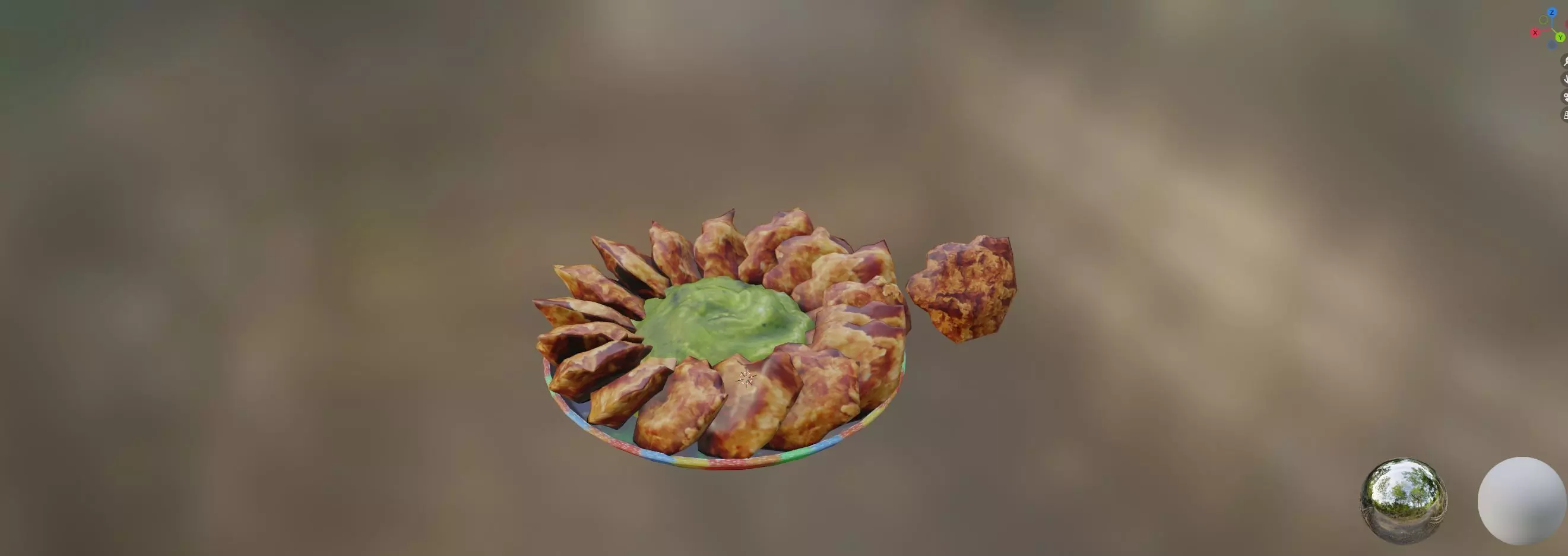 Chicken Fritters with Guacamole Low-poly 3D model_0