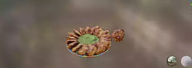 Chicken Fritters with Guacamole Low-poly 3D model
