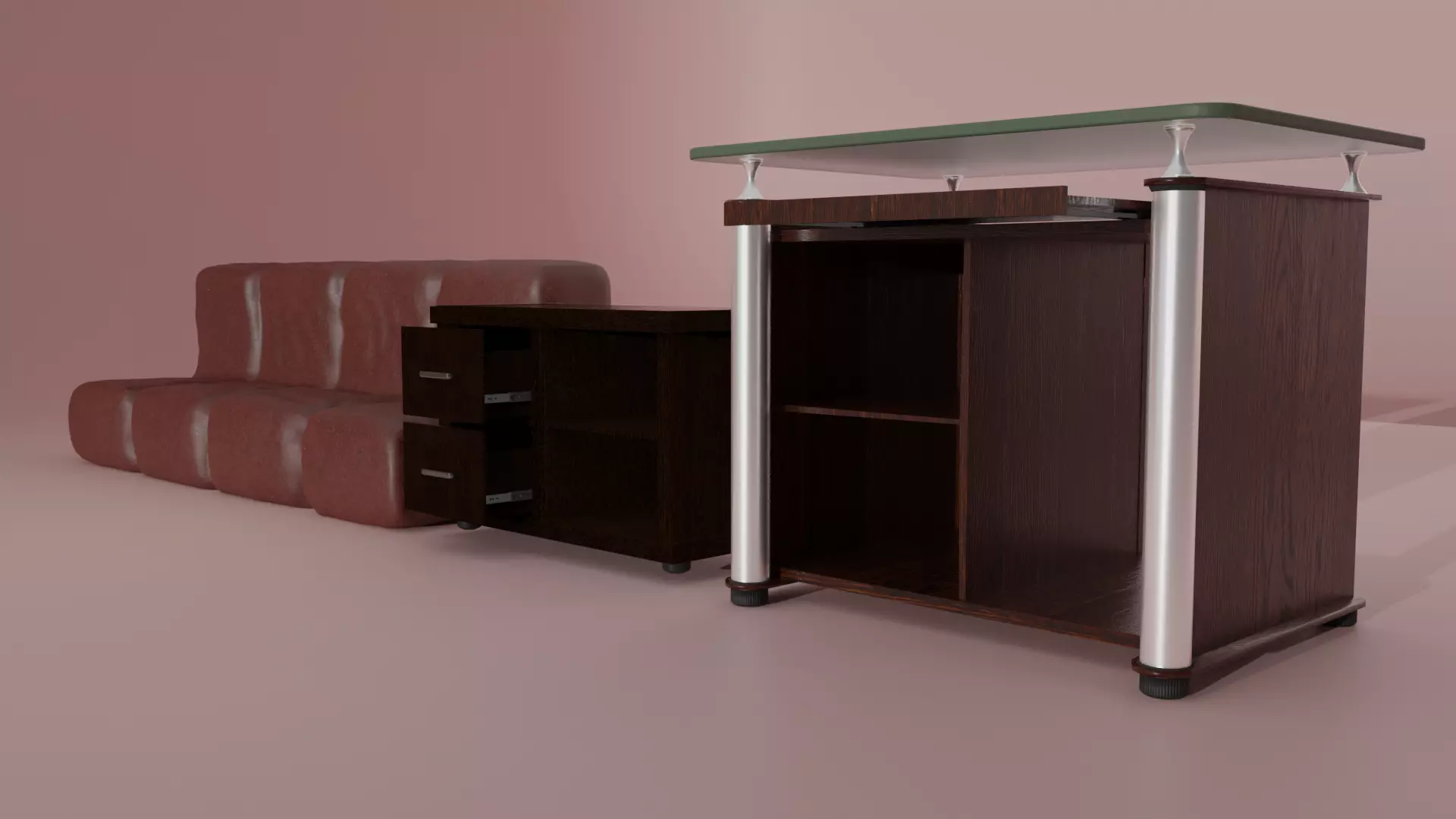 Simple Table and Sofa set 3D model