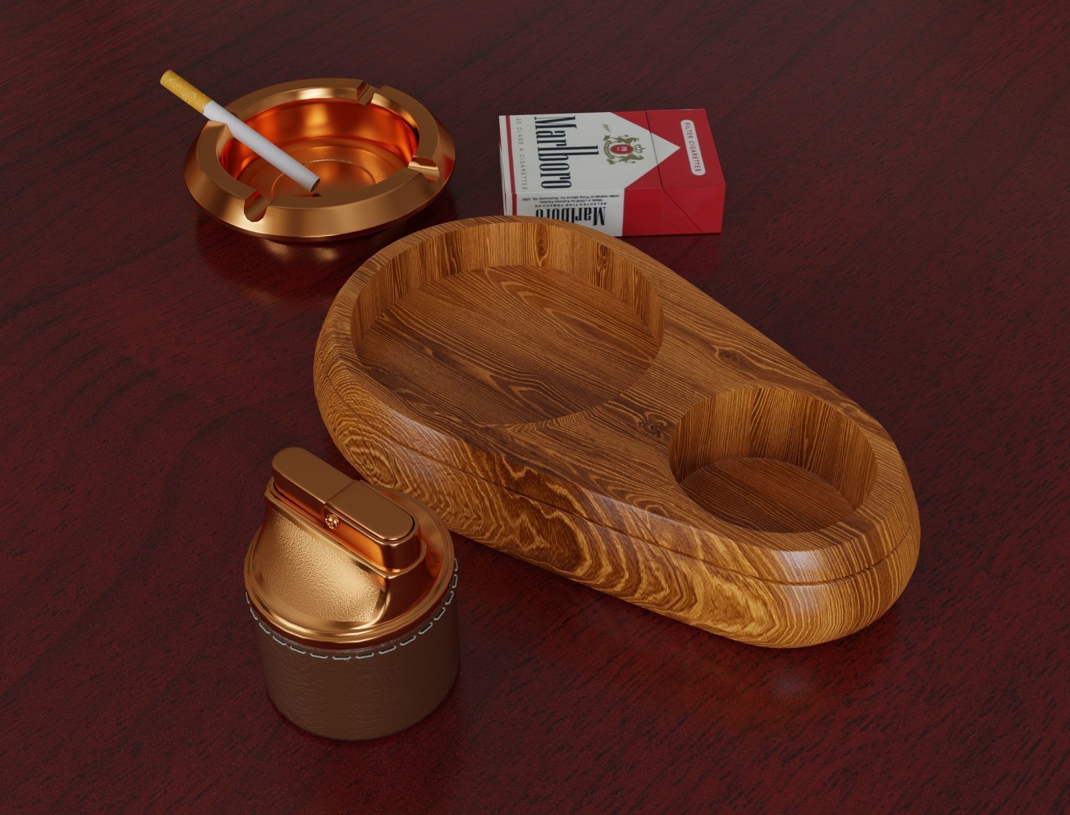 Ashtray with a lighter on a stand free 3D model CGTrader