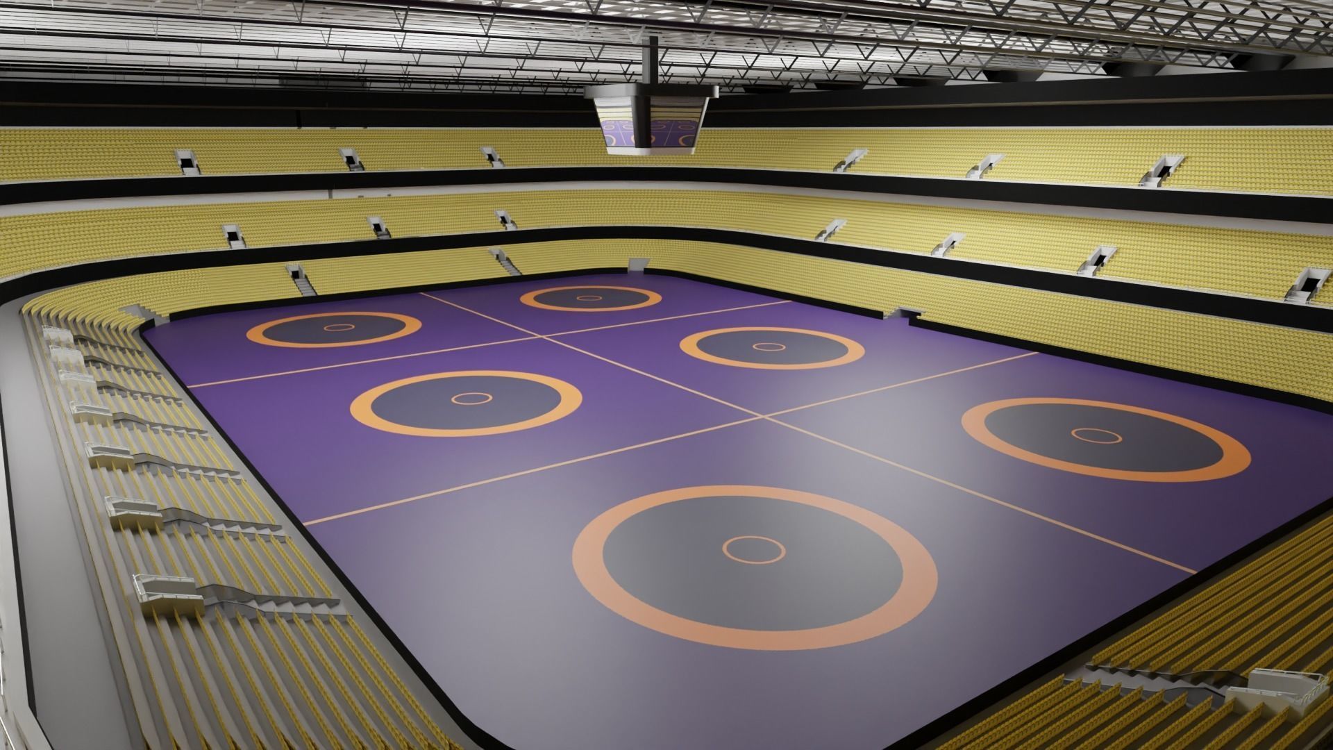 Wrestling Stadium Low-poly 3D model_4