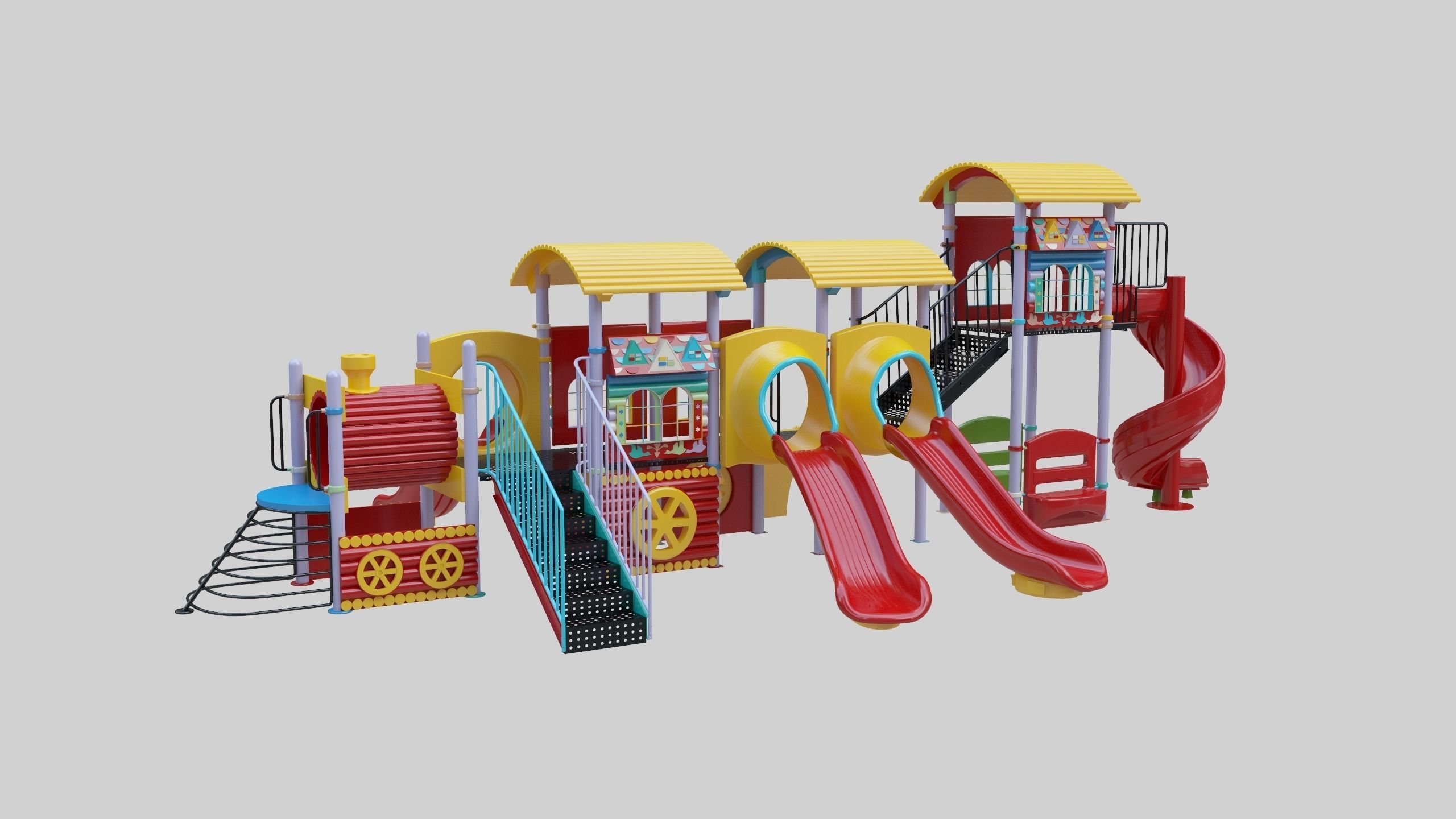 Train Style Kid Playground 06 3D model_5