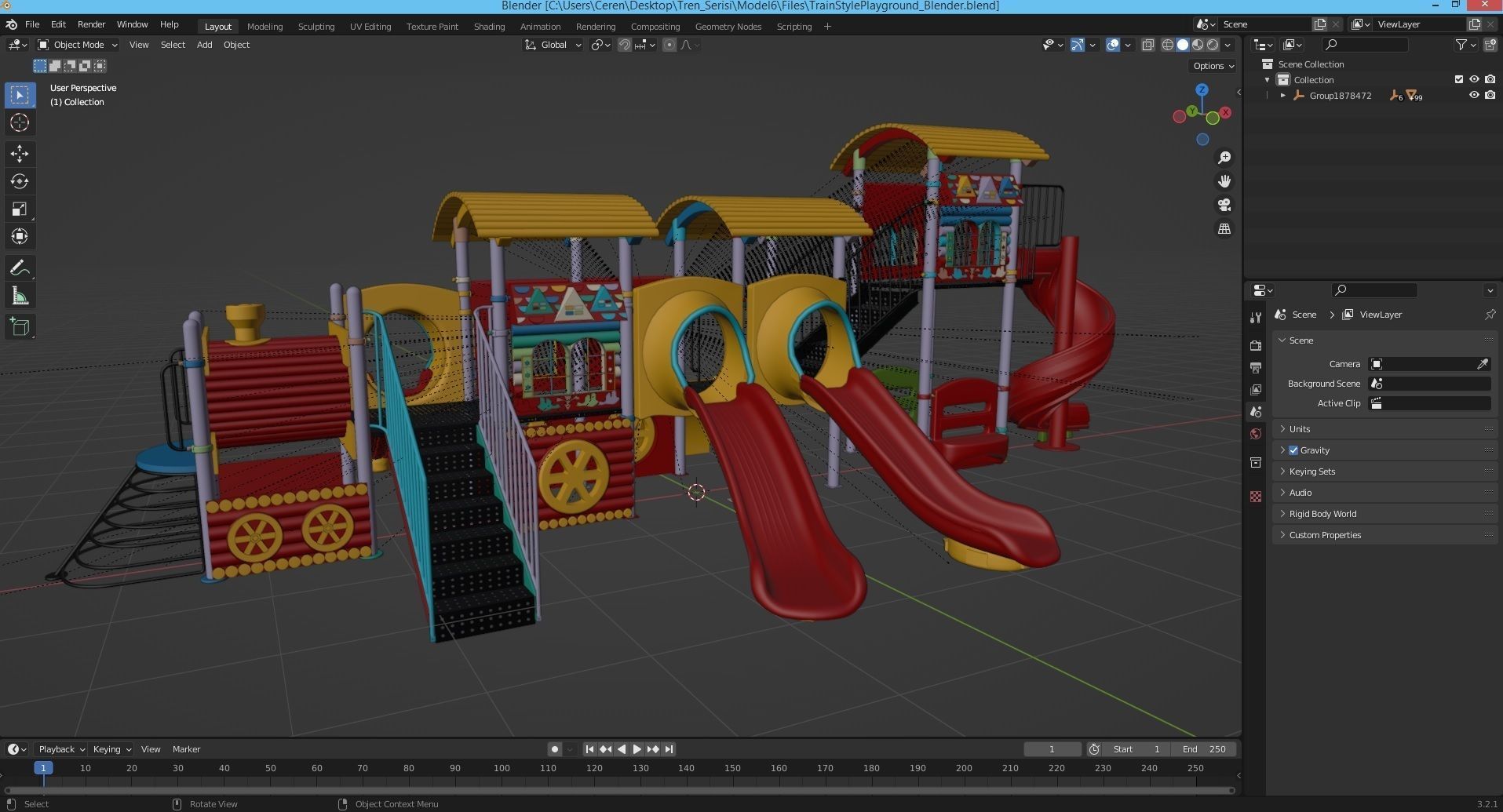 Train Style Kid Playground 06 3D model_3