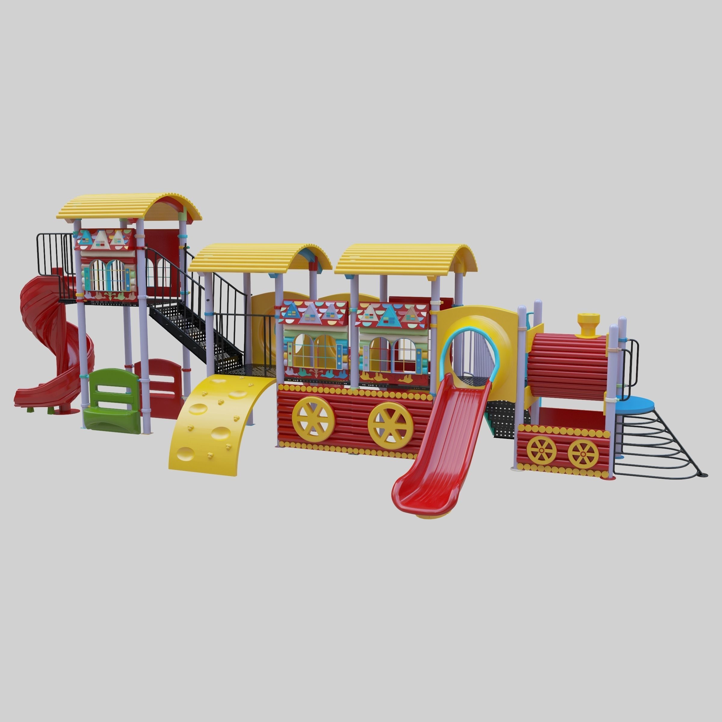 Train Style Kid Playground 06 3D model_1