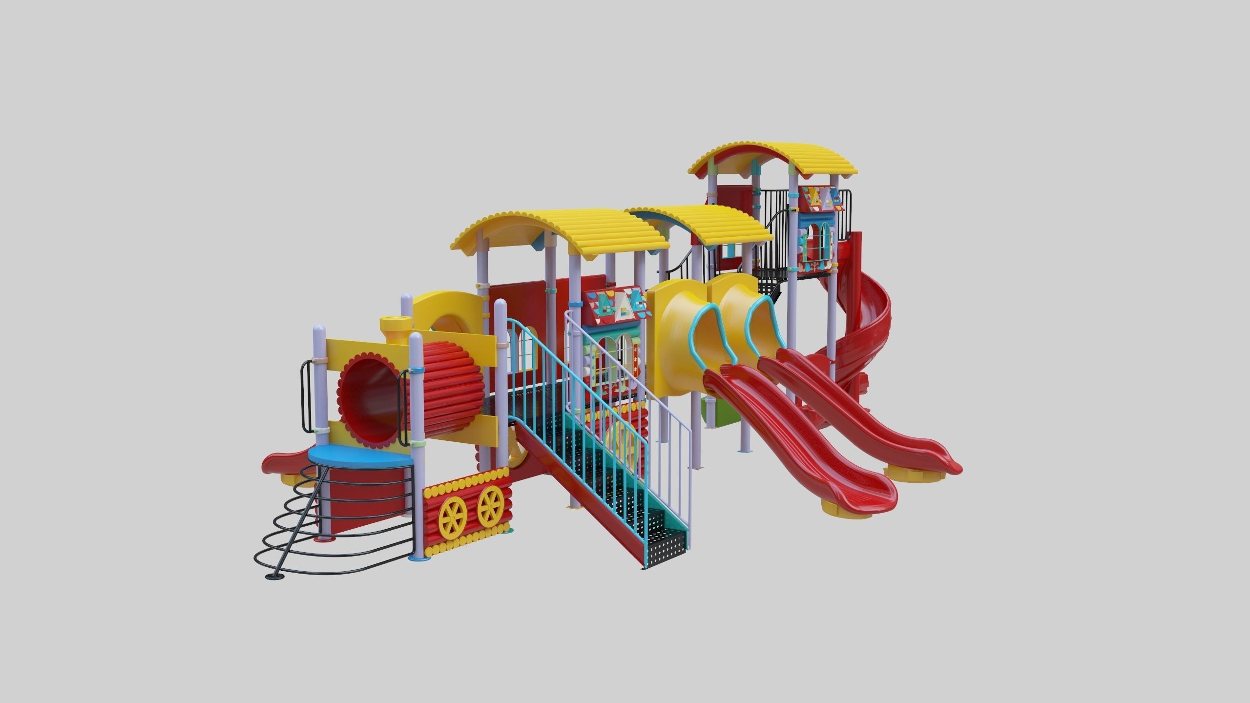 Train Style Kid Playground 06 3D model_8