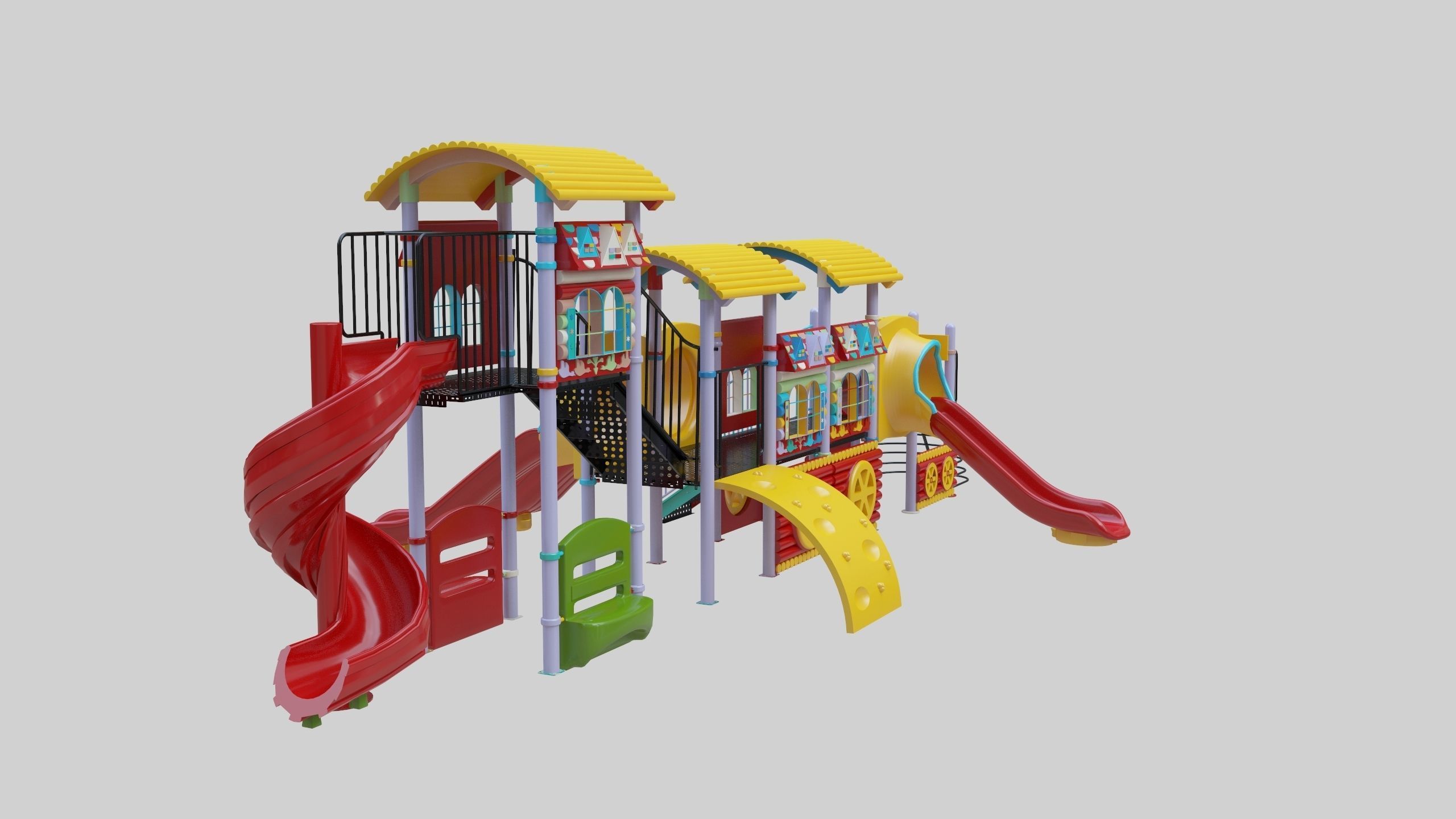 Train Style Kid Playground 06 3D model_17
