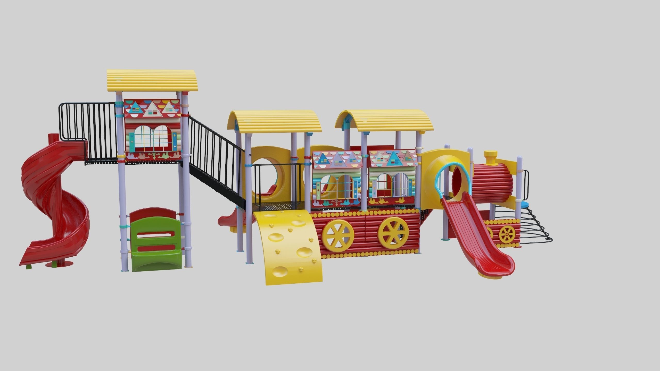 Train Style Kid Playground 06 3D model_15