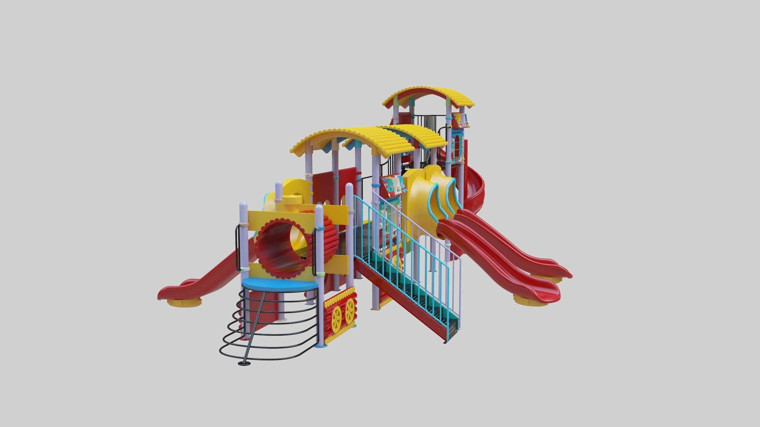 Train Style Kid Playground 06 3D model_9