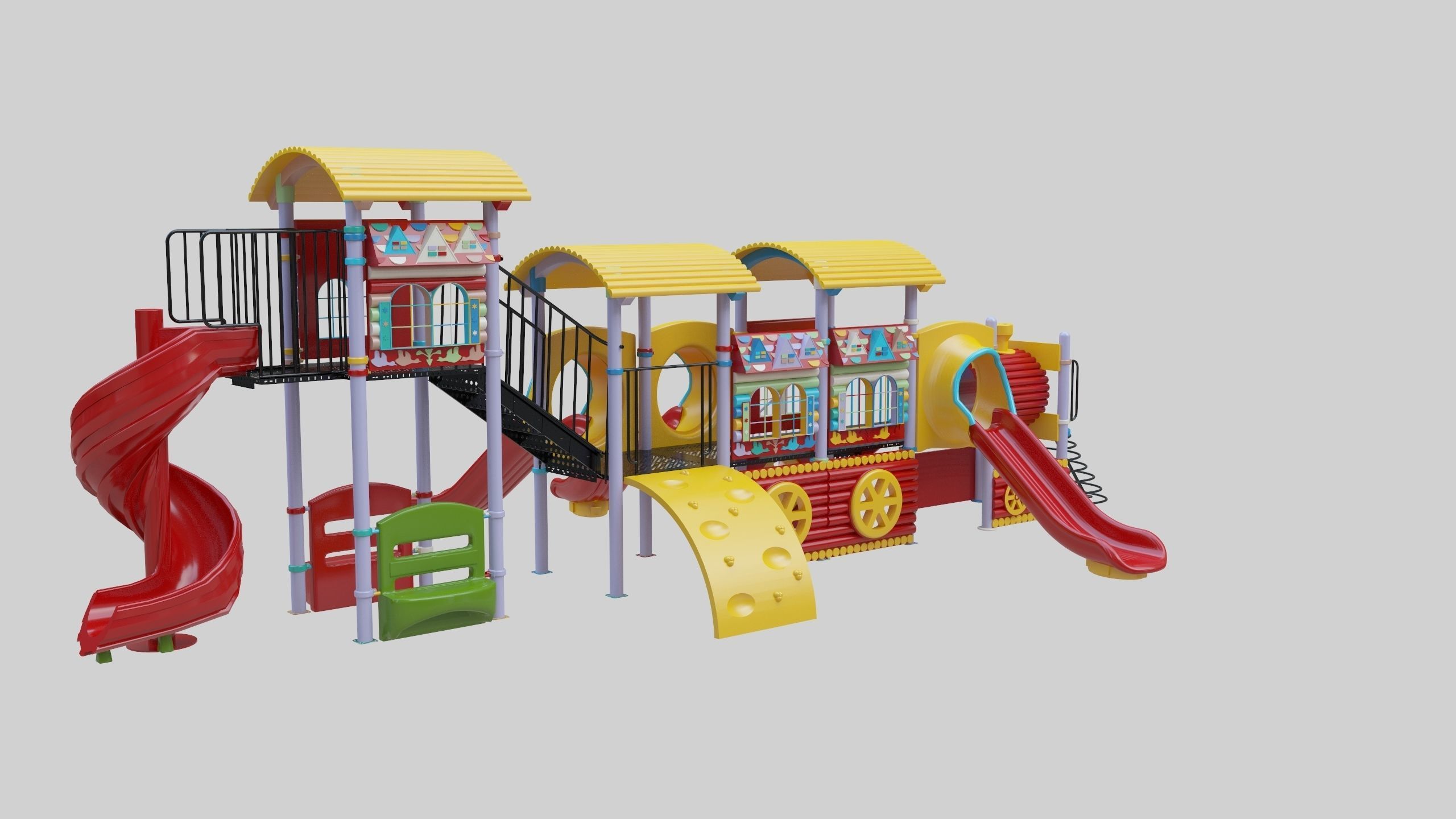 Train Style Kid Playground 06 3D model_16