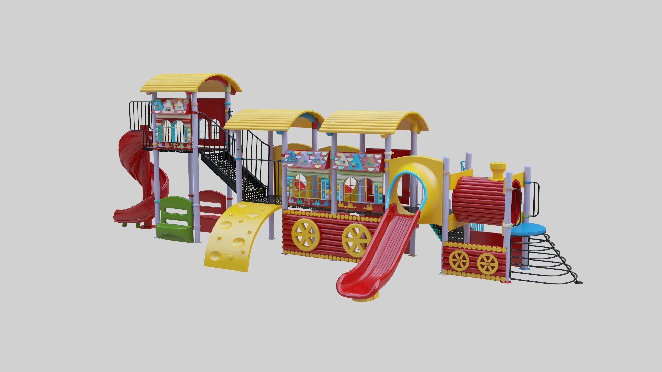 Train Style Kid Playground 06 3D model_13