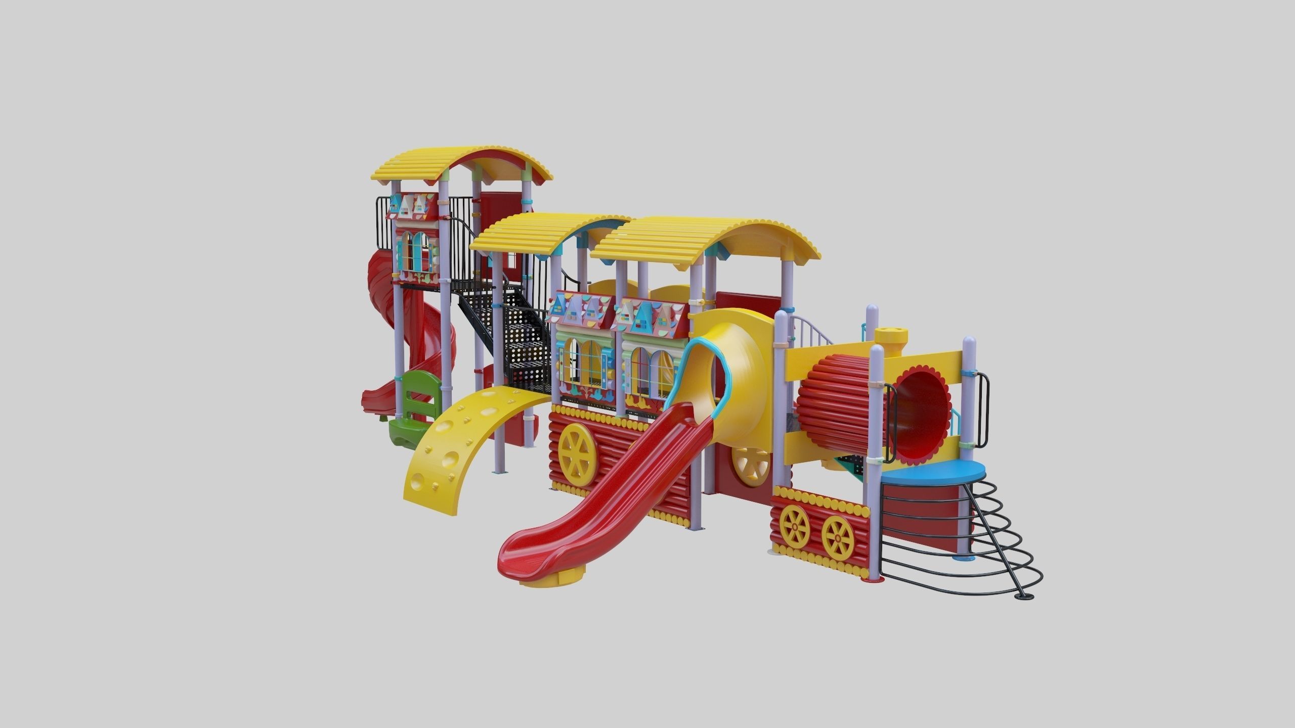 Train Style Kid Playground 06 3D model_12