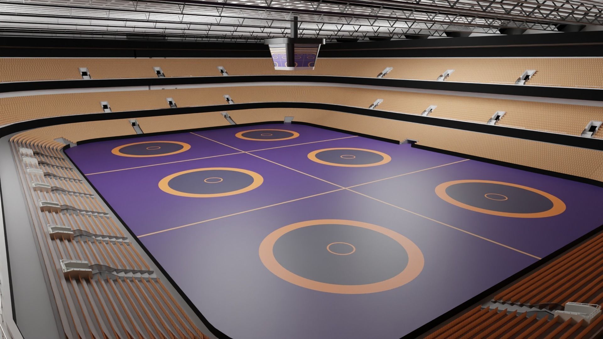Wrestling Stadium Low-poly 3D model_3