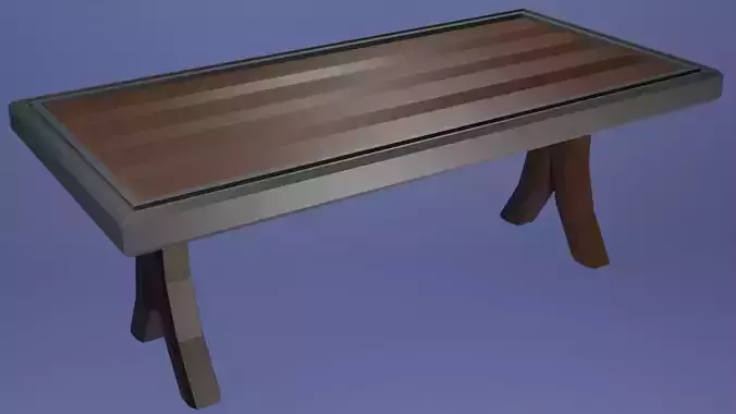 Low Poly Table with wooden top Free low-poly 3D model