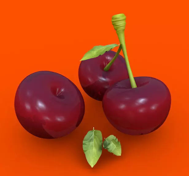 Cherry model three cherries Free 3D model