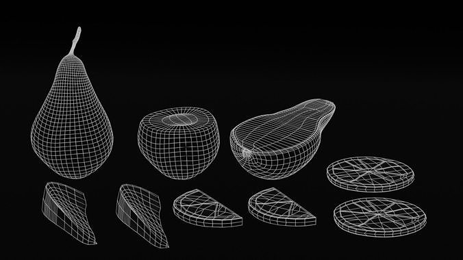 fruit bundle game asset - sliced Low-poly 3D model 7